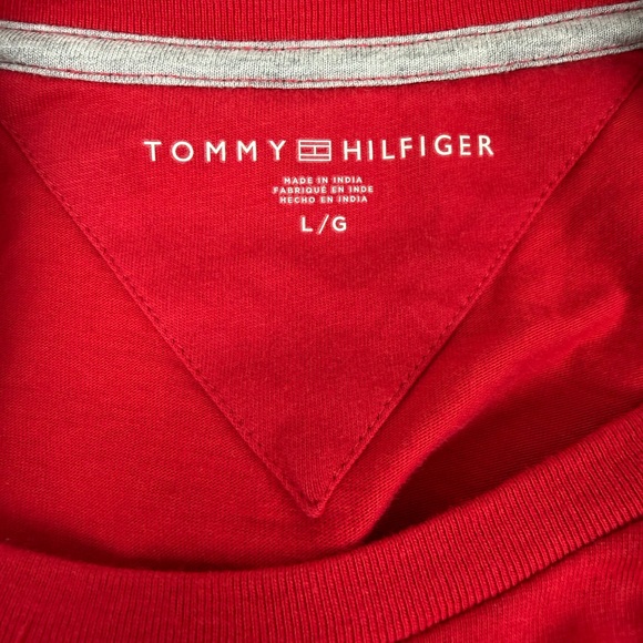 Tommy Hilfiger Red and Blue Long Sleeve Men's Tee Spell Out - Picture 7 of 7